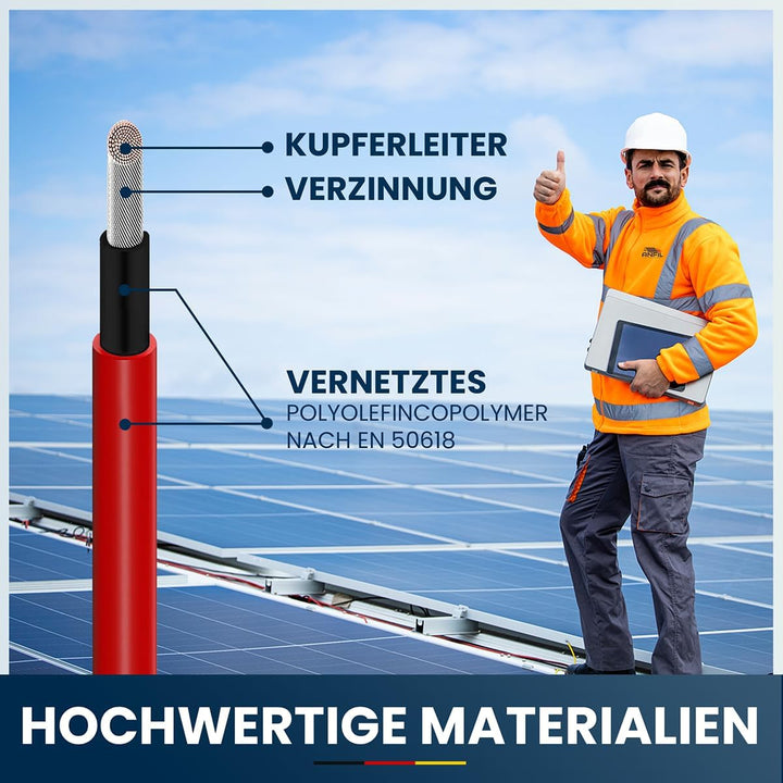 Solarkabel Verlängerung ANFIL 6mm2/10AWG Solarpanel Photovoltaik Verlängerungskabel Solar PV Kabel f