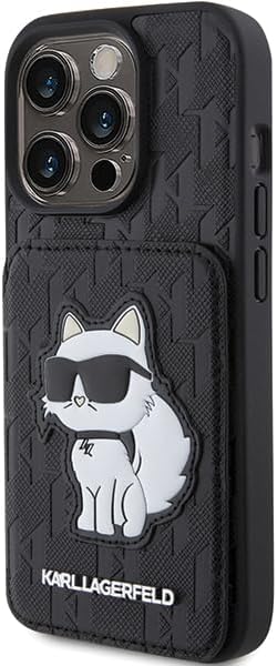Karl Lagerfeld KLHCP15LSAKCNSCK Hülle für iPhone 15 Pro 6.1" Schwarz hardcase Saffiano Cardslots and