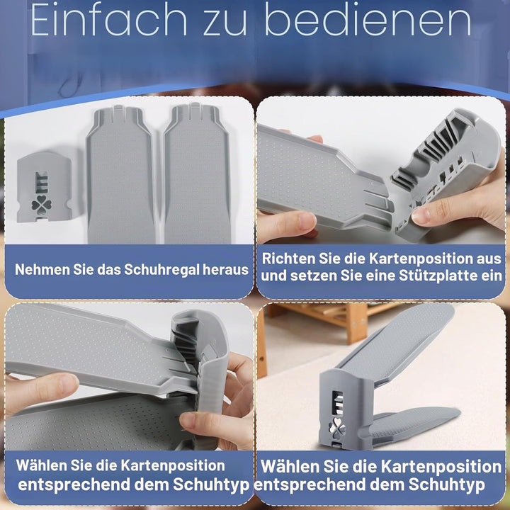 10 Stück Einstellbare Schuhregale, Schuhhalter Set,3 Höhenverstellbar Abnehmbar, Platzsparend, rutsc