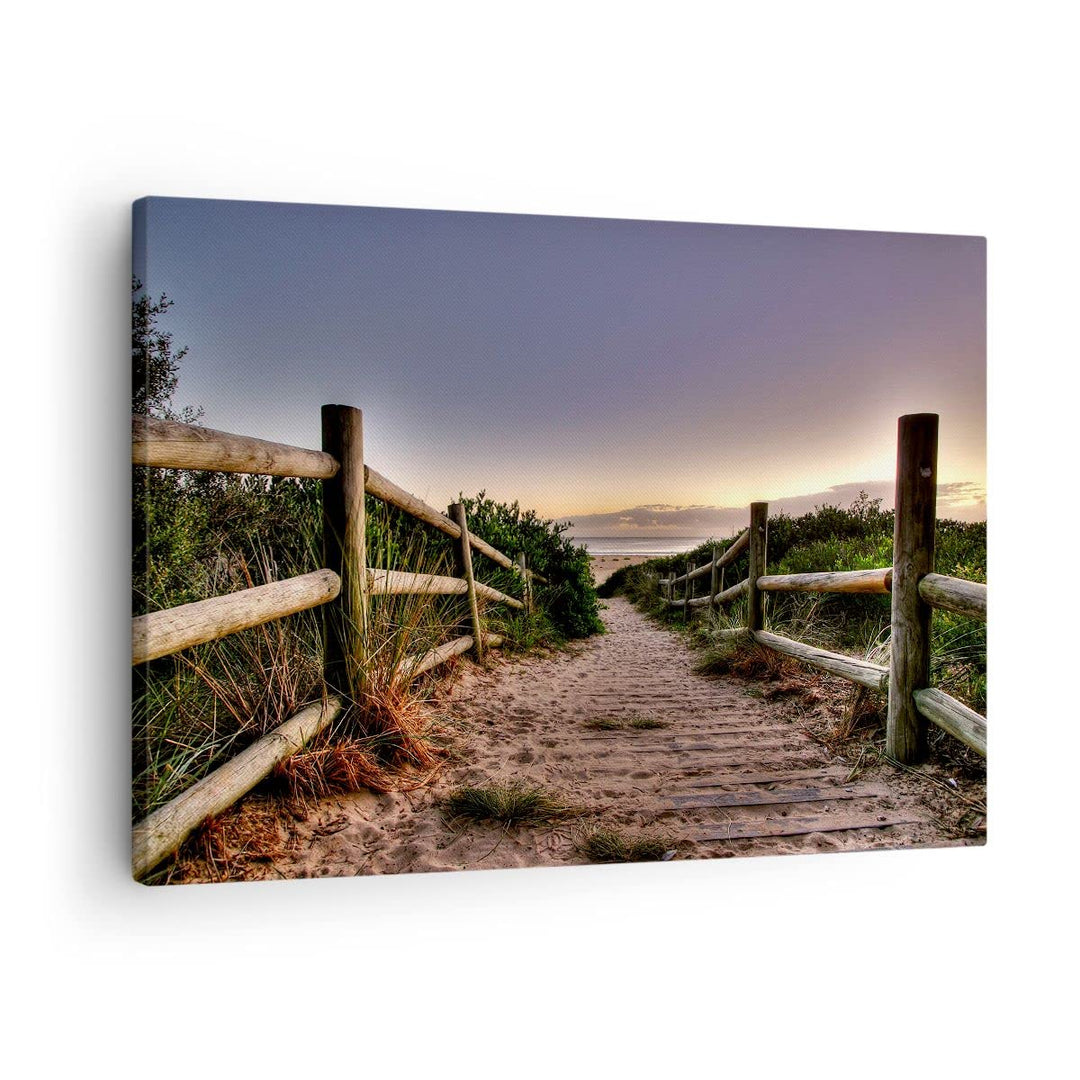ARTTOR Bilder auf Leinwand Pfad Landschaft Himmel Leinwandbild 70x50cm Wandbilder Dekoration Wohnzim