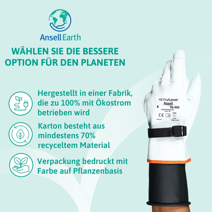 Ansell ActivArmr 96-002, Elektriker-Schutzhandschuhe, Elektroschutz Klass 00 &amp; 0 (500V-1000V), Elekt