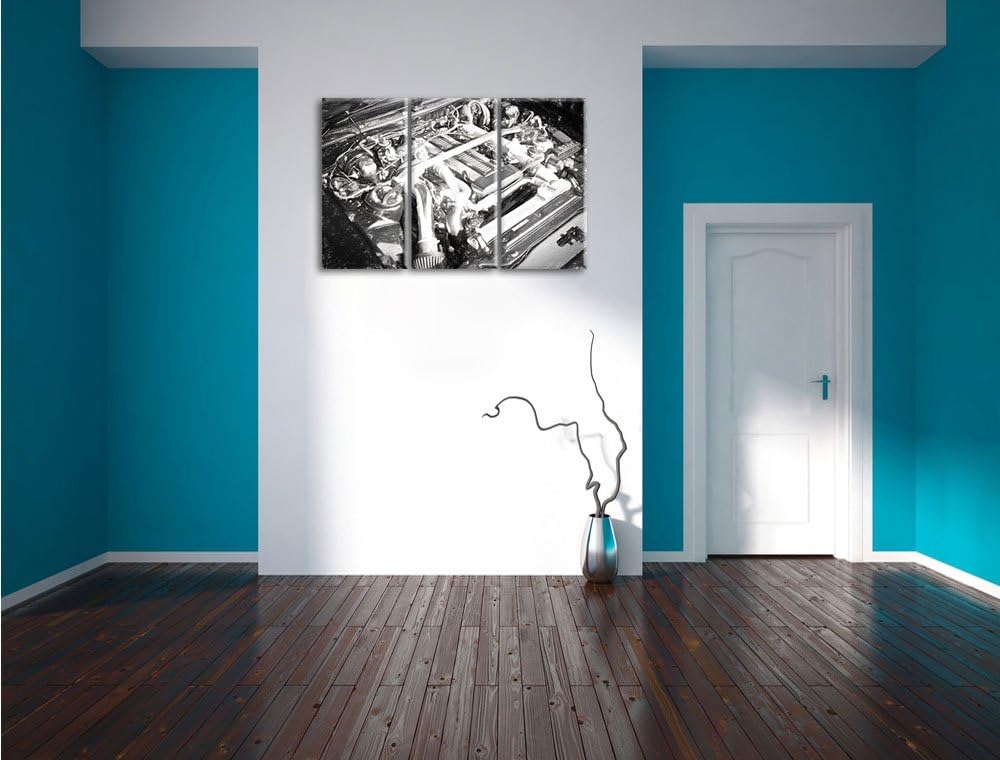 Pixxprint Motorblock 3Teiler 120x80 cm Leinwandbild Wandbild Kunstdruck