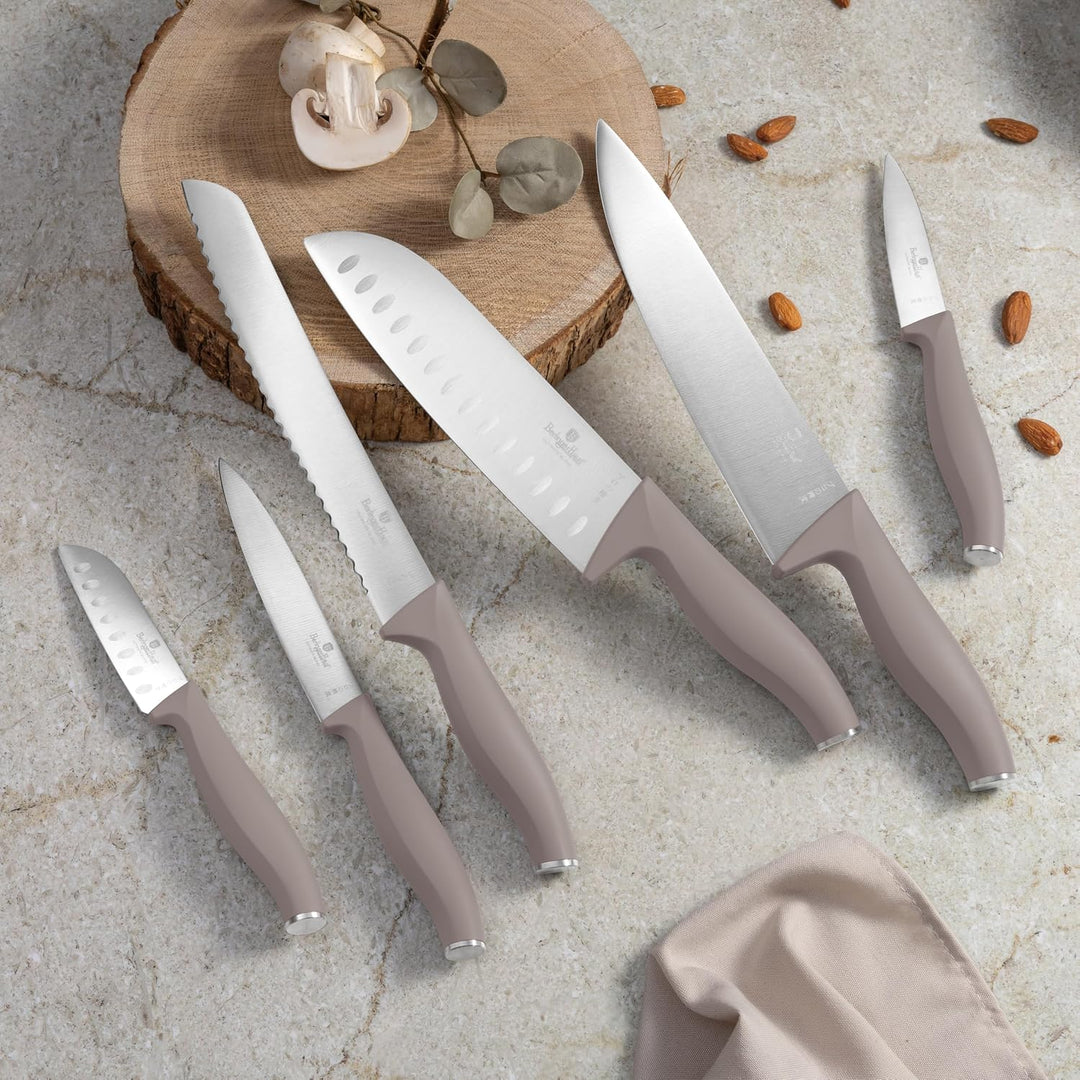 Berlinger Haus Messerset mit Ständer BAMBOO 6-tlg. Taupe Collection BH-2974