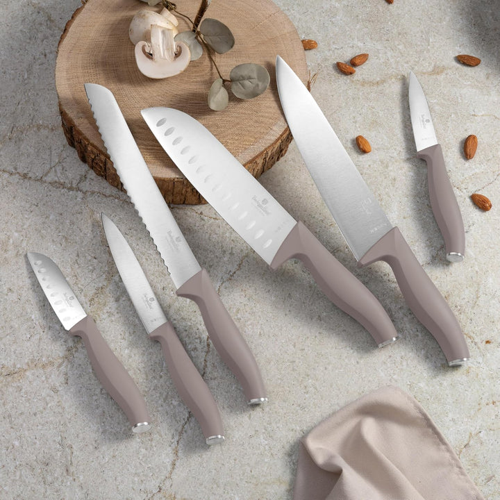 Berlinger Haus Messerset mit Ständer BAMBOO 6-tlg. Taupe Collection BH-2974