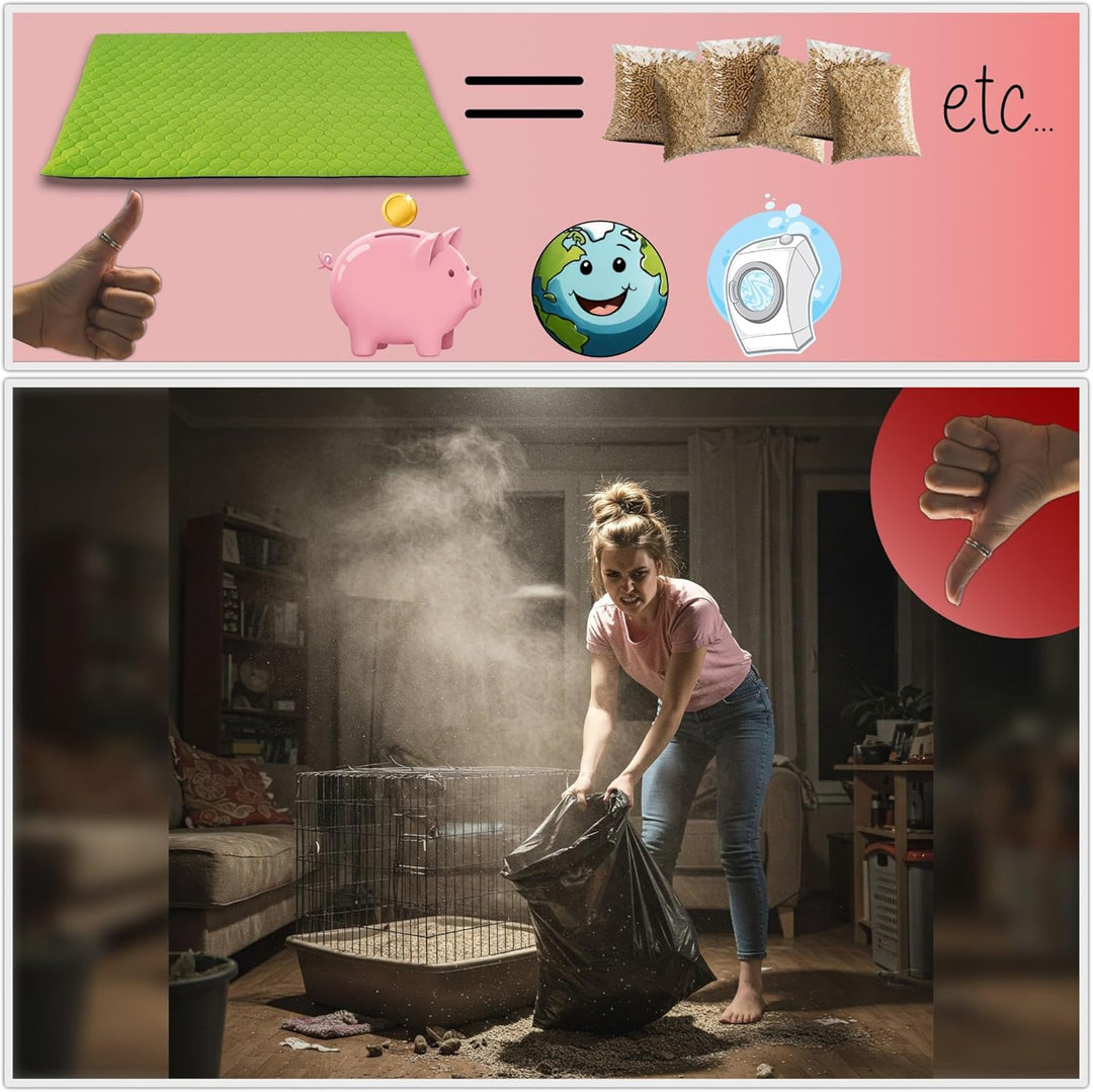 NEO SOLVO 2 Stück Käfigeinlage für Kaninchen und Meerschweinchen - perfekte Einstreu für Innenkäfige