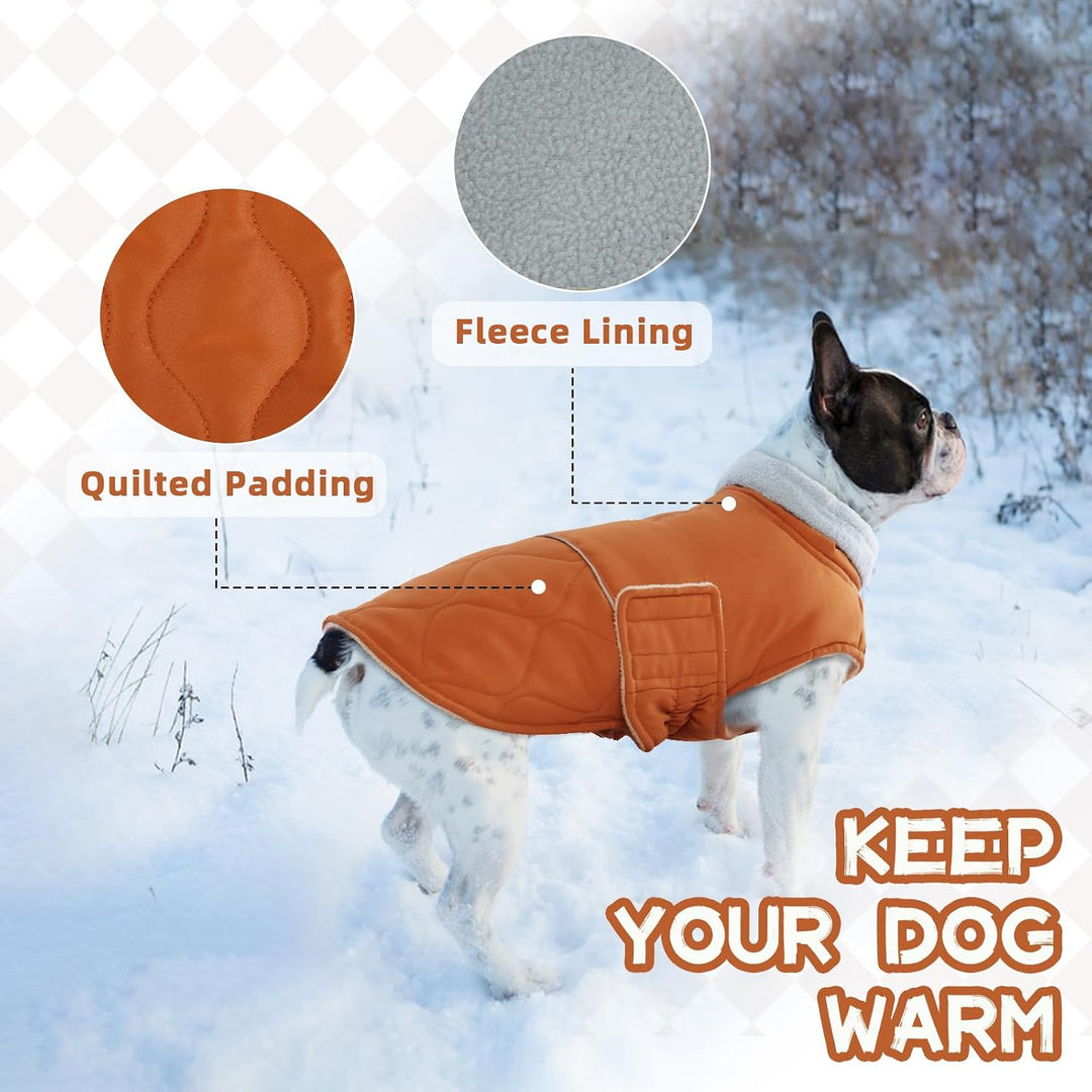 Hundemantel Winter, Gefütterte Hundejacke mit Geschirröffnung, Warmer Wintermantel für Hunde, Hundek