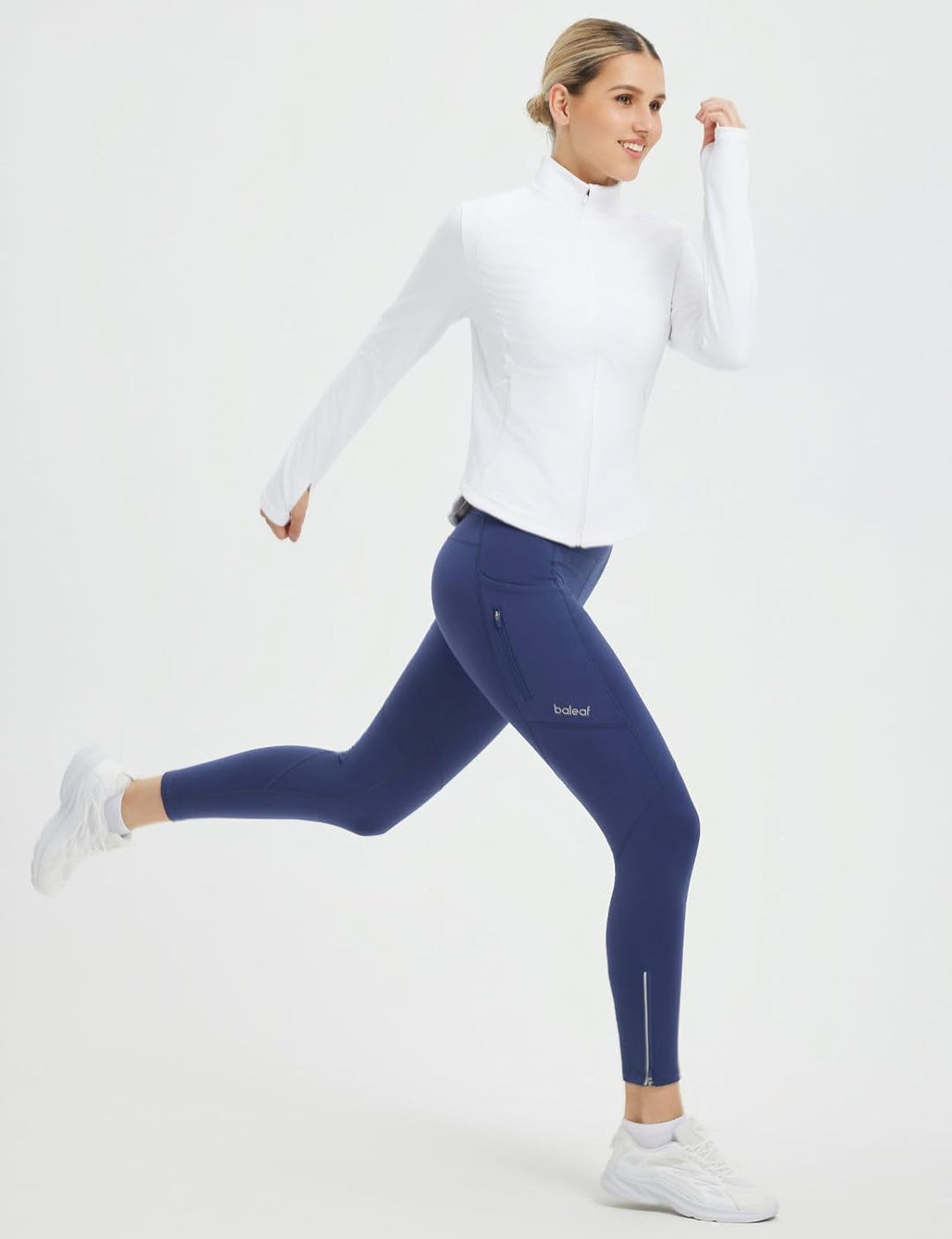 baleaf Thermoleggings Winter Damen Fahrradhose Lang mit Reissverschluss Warm Gefüttert Jogginghose R