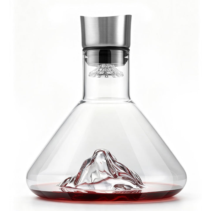 Glastal Weindekanter mit geprägten Bergen, 1500 ml (Volle Kapazität)