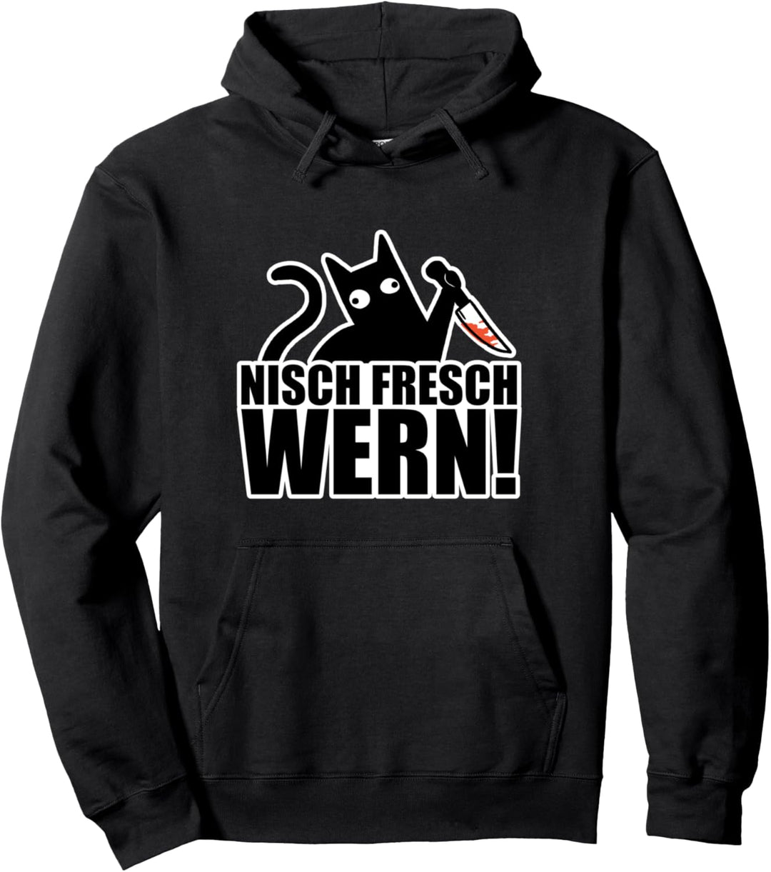 Sachsen Spruch sächsisch Ossi Katze mit Messer Katzenfreunde Pullover Hoodie