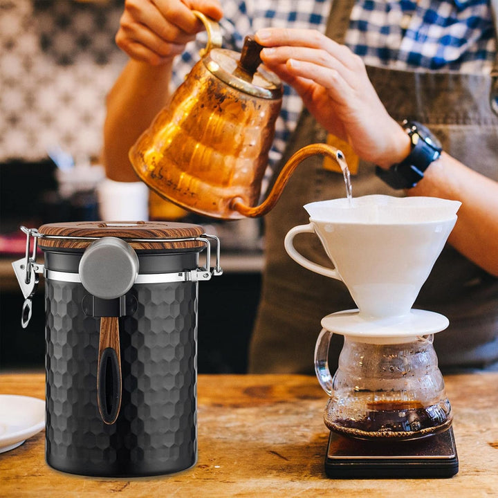 Kaffeedose, Kaffeedose Luftdicht Kaffeebohnen Behälter Edelstahl Kaffeebehälter Vorratsdose Vakuu Do