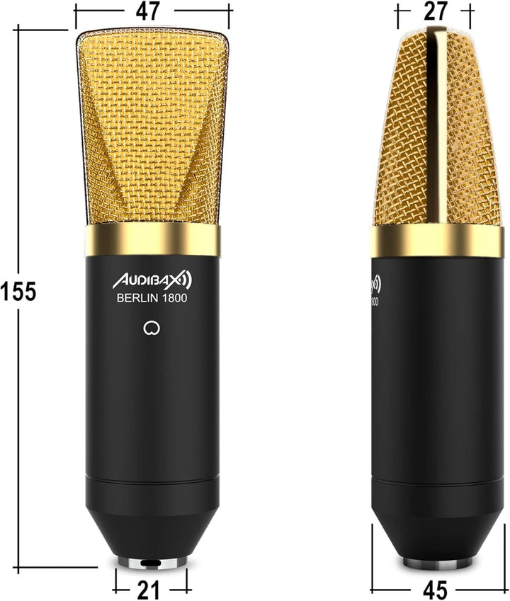 Audibax Berlin 1800 Gold Pack Micrófono Studio Gran Diafragma