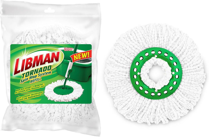 Libman Tornado Spin Mop Nachfüllpackungen, 2 Mikrofaserköpfe, einfach zu ersetzen, maschinenwaschbar