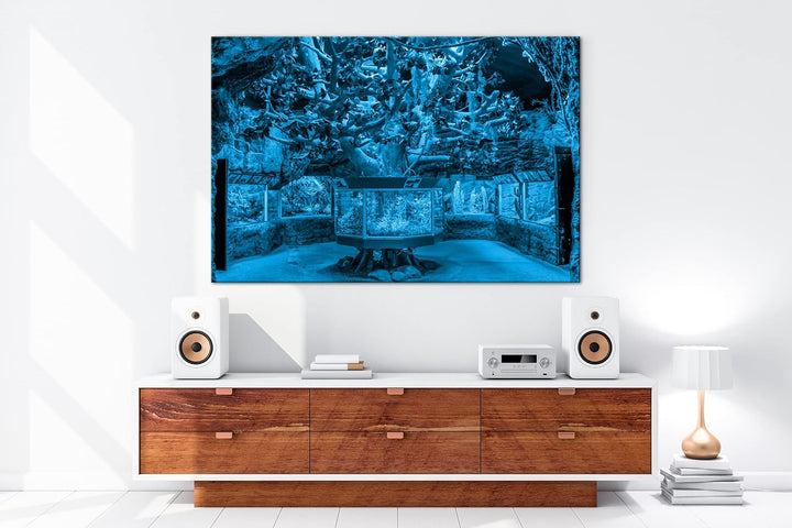 deyoli bezauberndes Aquarium mit Fischen Format 80x60 Effekt: Monocrome Blau als Leinwandbild, Motiv