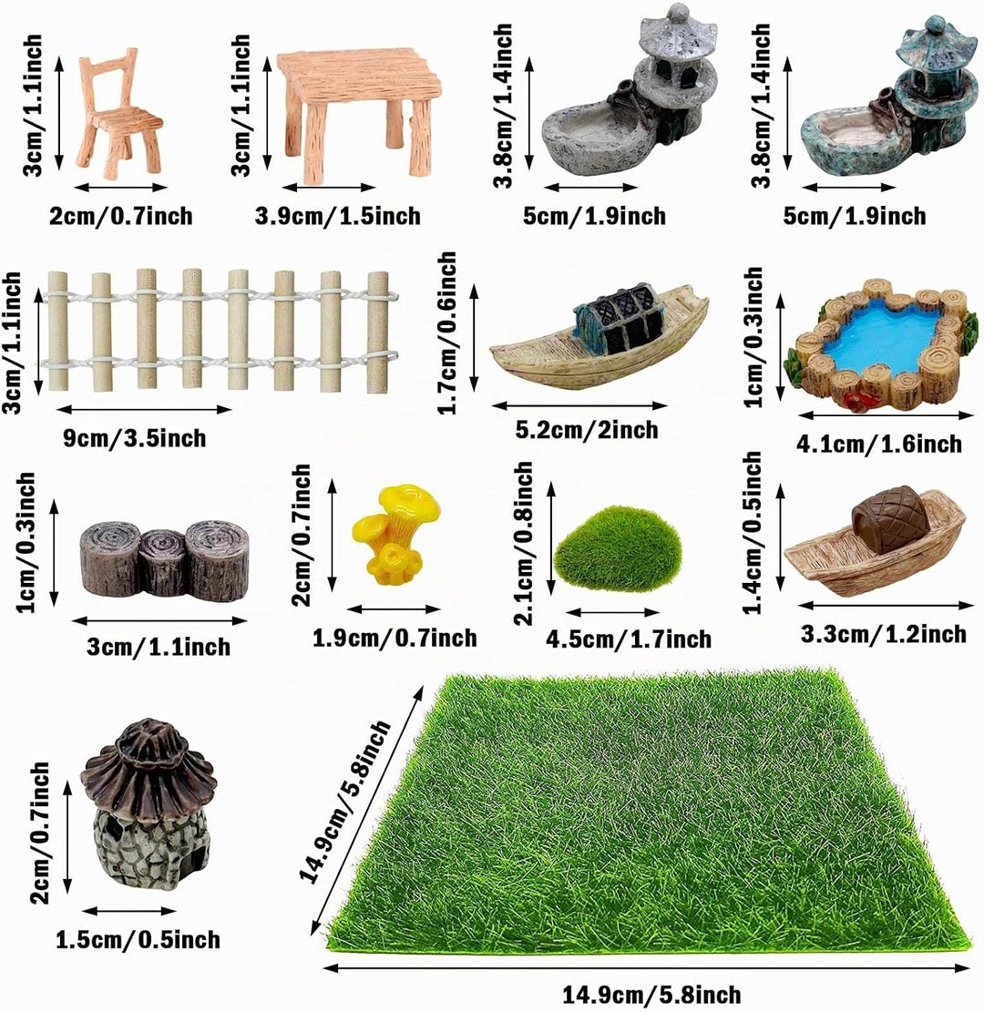 Cayway Mini Zen Miniatur Garten Miniatur Garten Deko Miniatur Gartenzubehör Ornamente, Garten Gras M