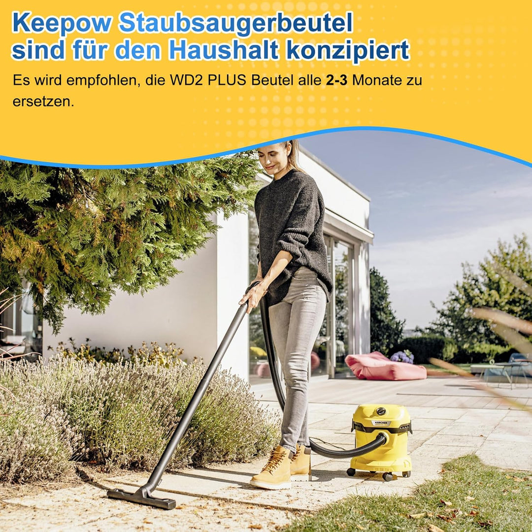 KEEPOW 15 Pack, Staubsaugerbeutel für kärcher nass trockensauger WD 2 Plus, WD 3, WD 3 Akku, Vlies S