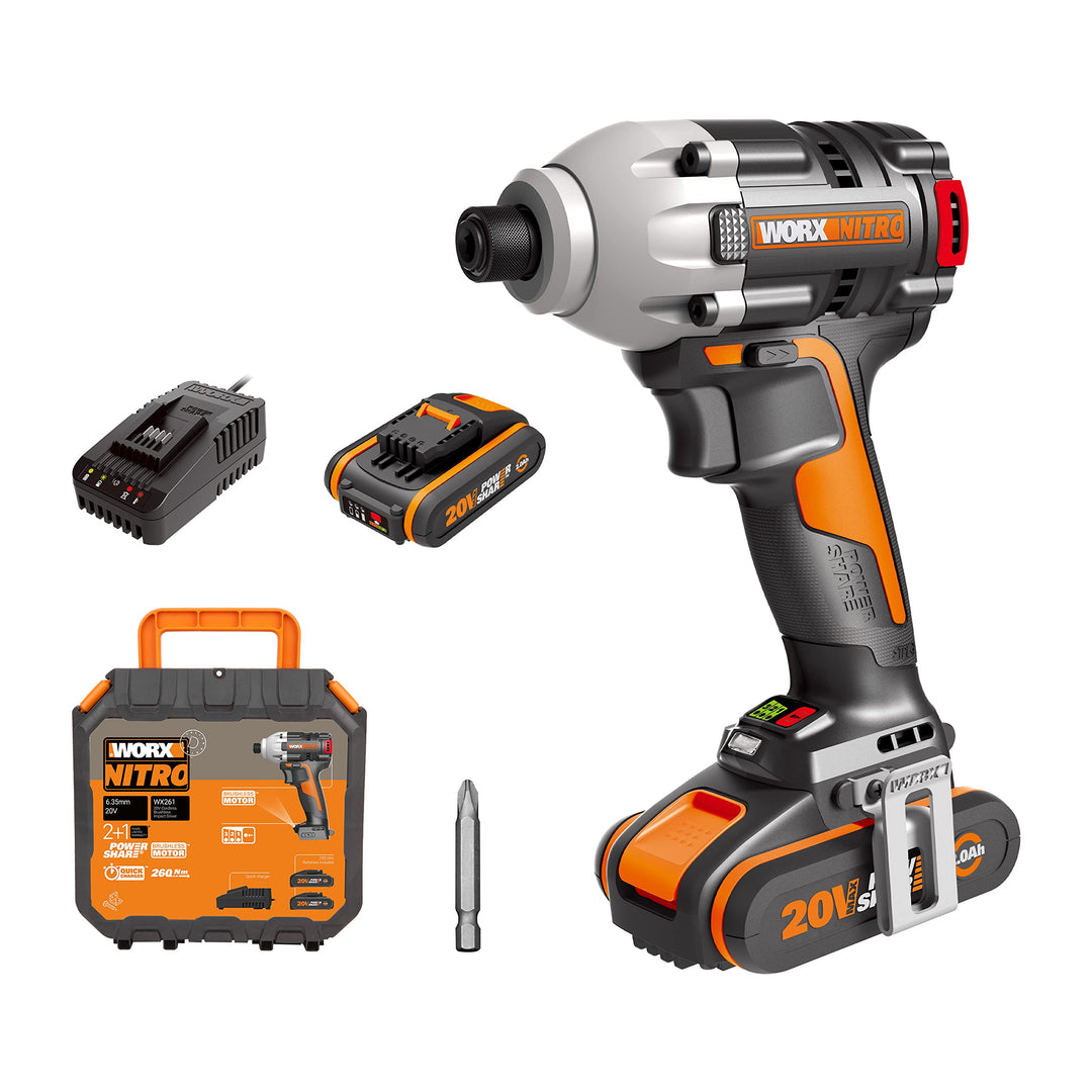 WORX WX261 Akku-Schlagschrauber 20V – Leistungsstarker, bürstenloser Akkuschrauber zum Schrauben – M