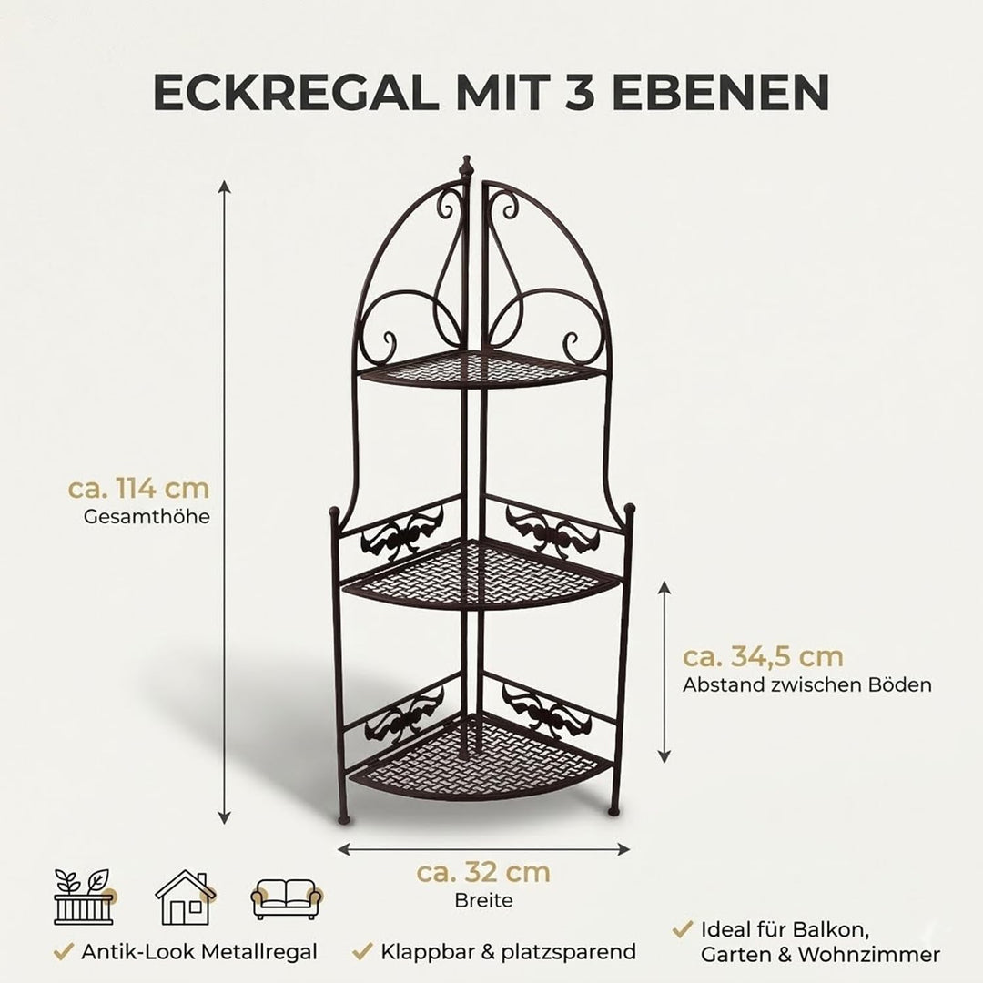 PrimoLiving Metall Garten Regal - Pflanzen Blumen Eckregal aus Metall - Pflanzenregal Garten und Bal