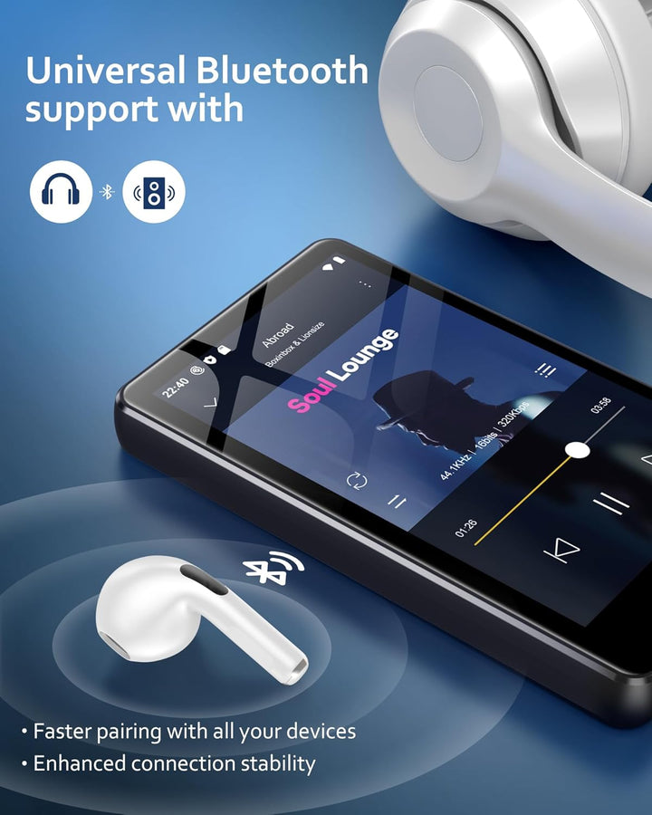 MP3 Player Spotify mit Bluetooth &amp; WiFi, MP4 Player mit 4-Zoll-Touchscreen Schwarz 80GB, Schwarz 80G