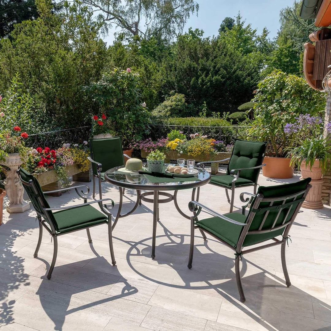 Beautissu 8er Set Niedriglehner Auflage Gartenstuhl Sitzkissen Rückenkissen Dunkelgrün 8 Auflagen, D