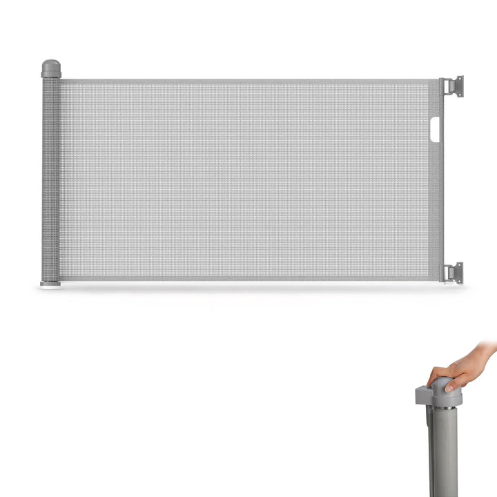 Treppenschutzgitter Ausziehbar 0-180cm Grau, Treppenschutzrollo Türschutzgitter für Babys und Hausti