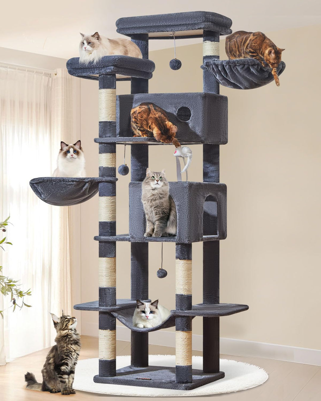 Taoqimiao 193CM Kratzbaum Gross XXL, Katzenbaum Katzenbaum Grosse Katzen Stabil Katzenkratzbaum mit