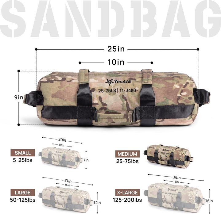 Yes4All Verstellbar Gewichtssack für Fitness mit 7 Griffe - Power bag ideal für Krafttraining, Ungef