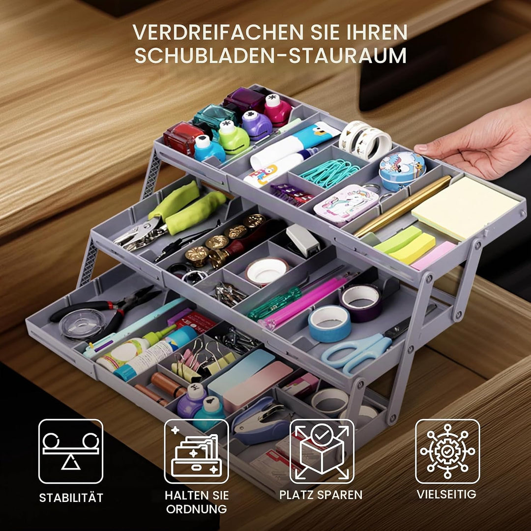 BELLE VOUS Erweiterbarer Schubladenorganizer - 3-stufiger Kommode Organizer für Make-up und Schmuck
