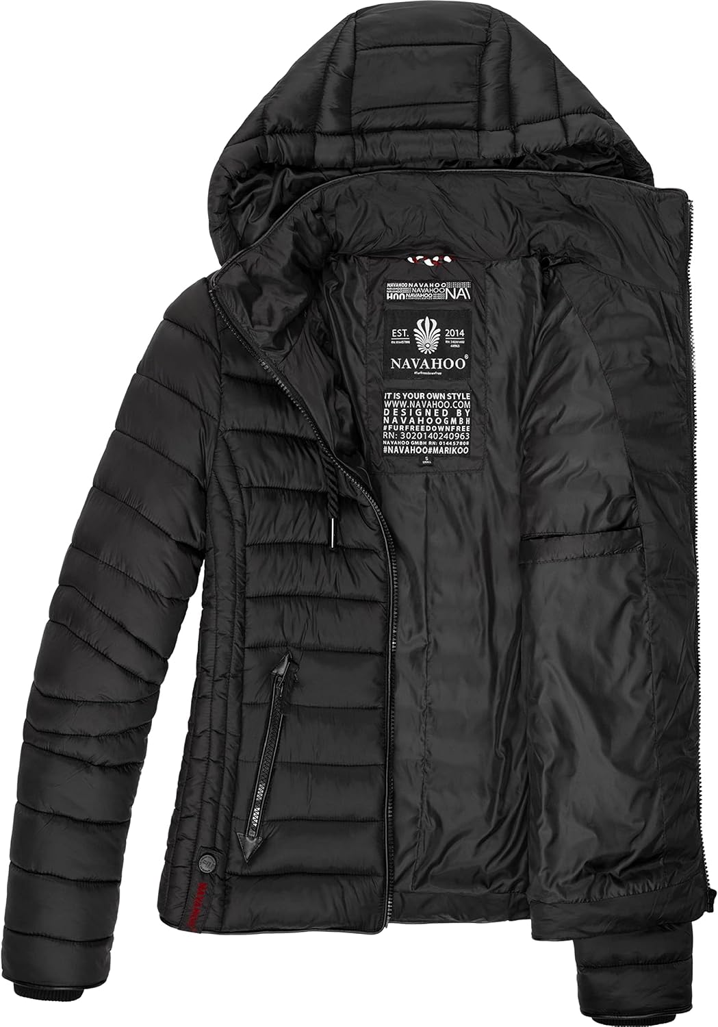 Navahoo Damen leichte Übergangsjacke Steppjacke mit Kapuze Lulana XS-XXL M Schwarz, M Schwarz