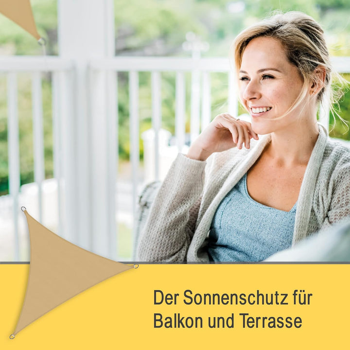 Sol Royal Sonnensegel dreieckig wasserdicht für Terrasse Balkon Garten | 3,6x3,6x3,6m Sand UV Sonnen