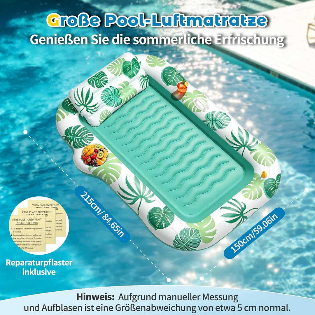 JONRRYIN Luftmatratze Pool für Erwachsene, Tanning Pool mit Sprühfunktion &amp; Getränkehalter, 215 * 15