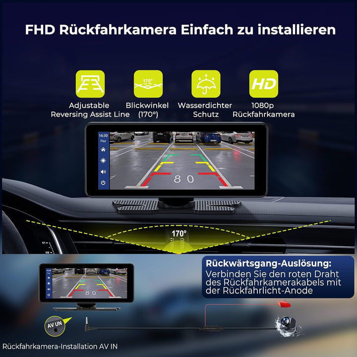 LAMTTO Wireless Carplay Display Für A-ppIe CarPlay und Android Auto Tragbarer 6,86 Zoll Touchscreen