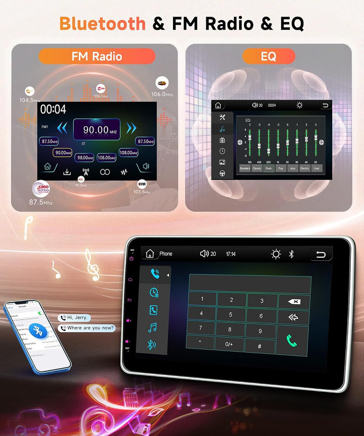 Rimoody Wireless Carplay Autoradio 1 Din mit Wireless Android Auto, 10 Zoll Einstellbar Touchscreen