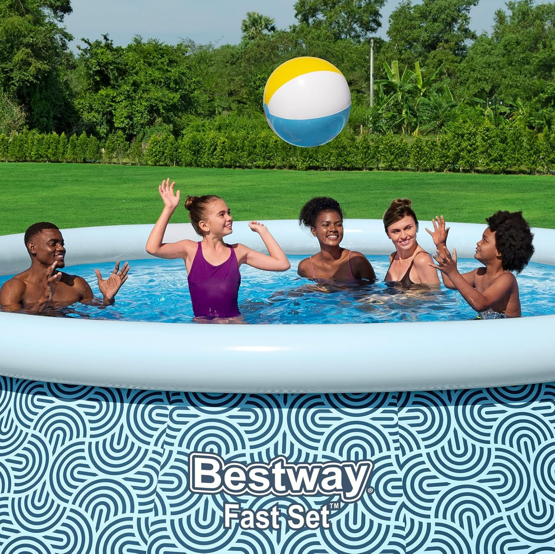 Bestway Fast Set aufblasbares Pool-Set, rund, 396 cm x 396 cm x 84 cm, Grau