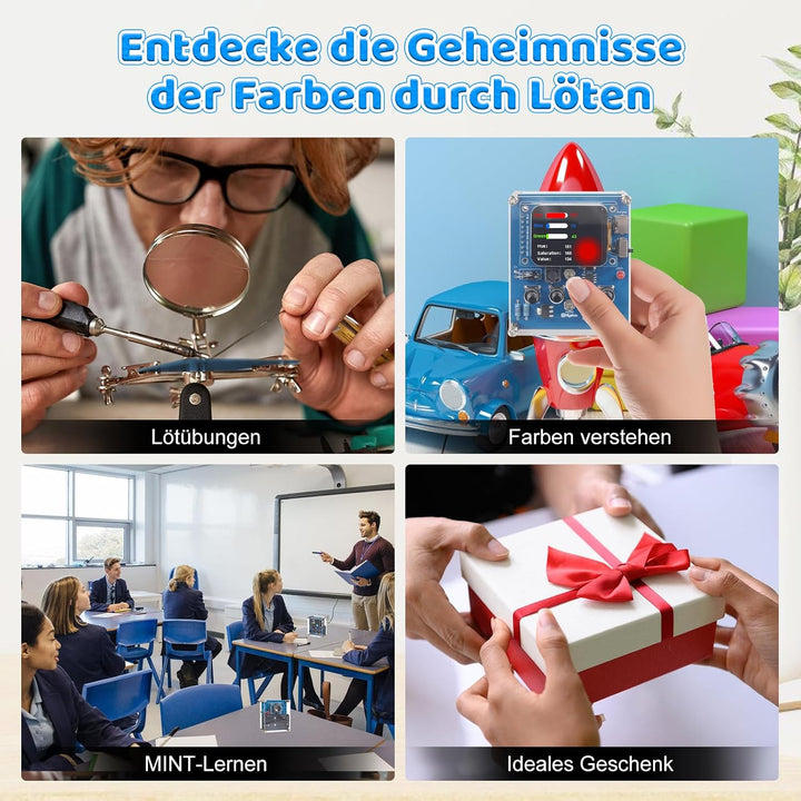 Farberkennung Löt Bausatz, DIY Elektronik Bausatz mit RGB Farbsensor, Farbscanner mit 4 Modi für Sca