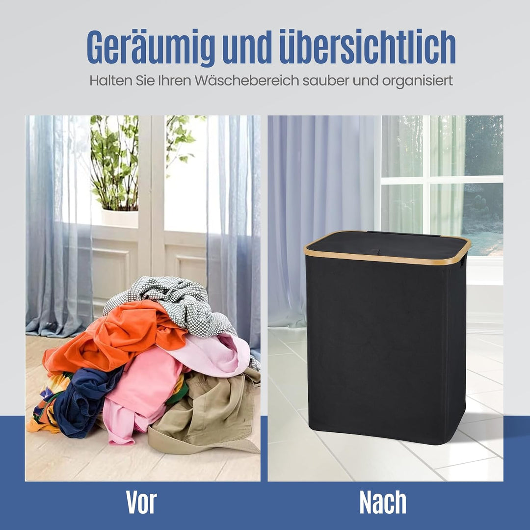 Wäschekorb mit Deckel 160L,Extra Grosse Wäschekorb mit Deckel, faltbare Wäschekörbe für Waschküche,