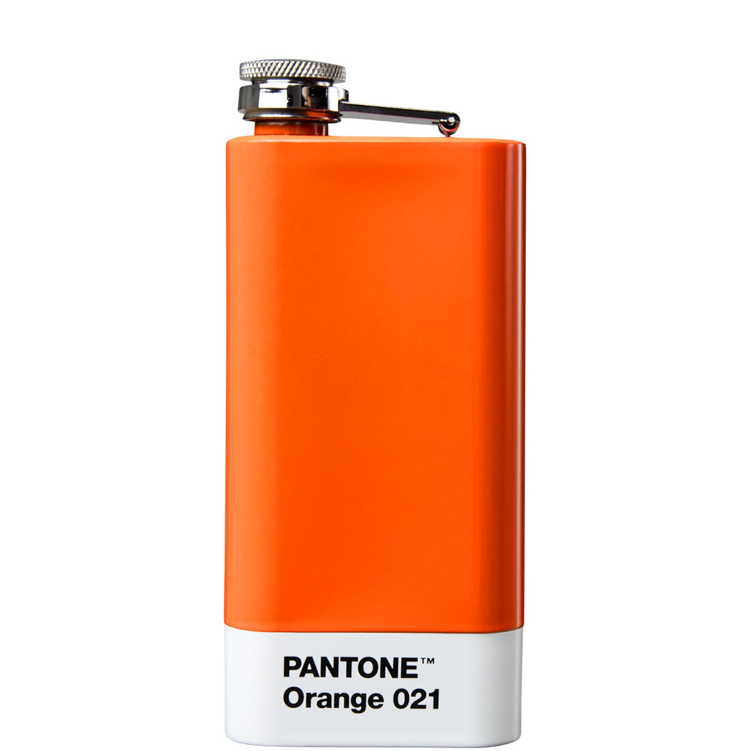 PANTONE Flachmann, Edelstahl mit Schraubverschluss, 150ml, in Geschenkbox, Orange 021