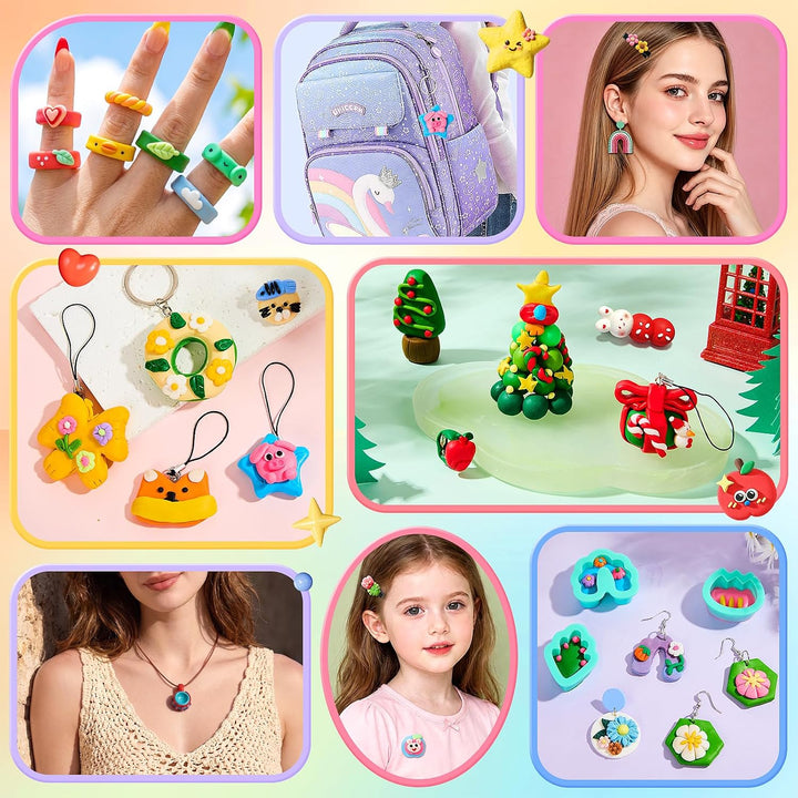 36 Stück Polymer Clay Set, Knete Set mit 24 Ohrringformen