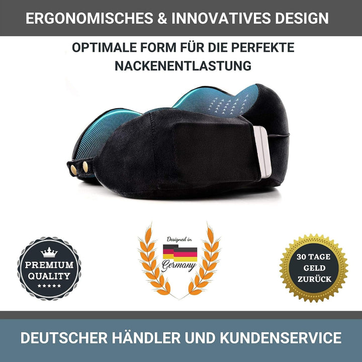 AIRTH Premium Reise-Nackenkissen – Ergonomisches Nackenhörnchen aus Memory-Schaum | Samtweich, kompa