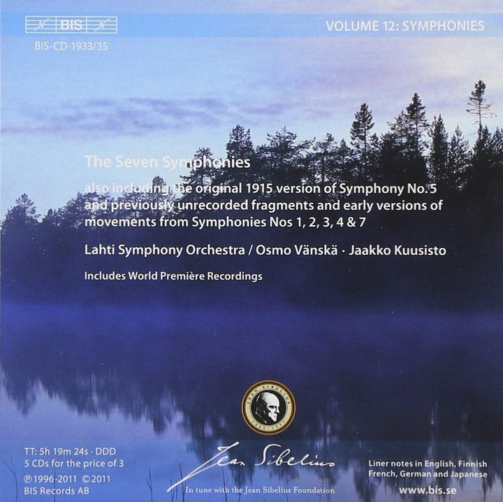 Sibelius-Edition Vol. 12: Sinfonien, Audio-CD