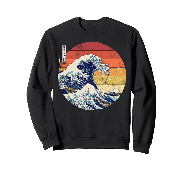 The Great Wave Kanagawa Hokusai Japanischer Retro Herren Sweatshirt