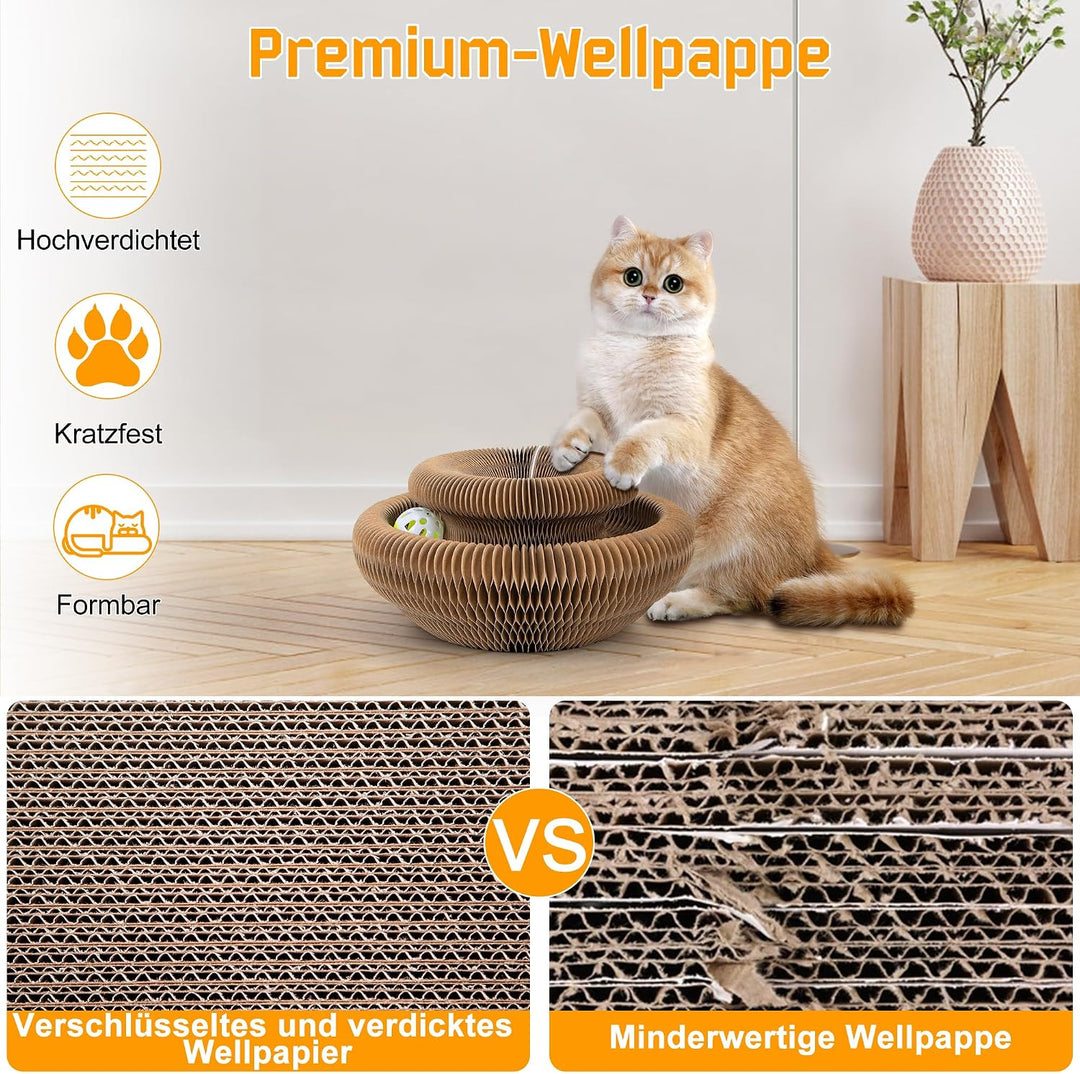 Kratzbrett Katze, 2-in-1 Cat Kratzbrett mit Glöckchen, Magische Orgel Cat Scratching Board, Zusammen
