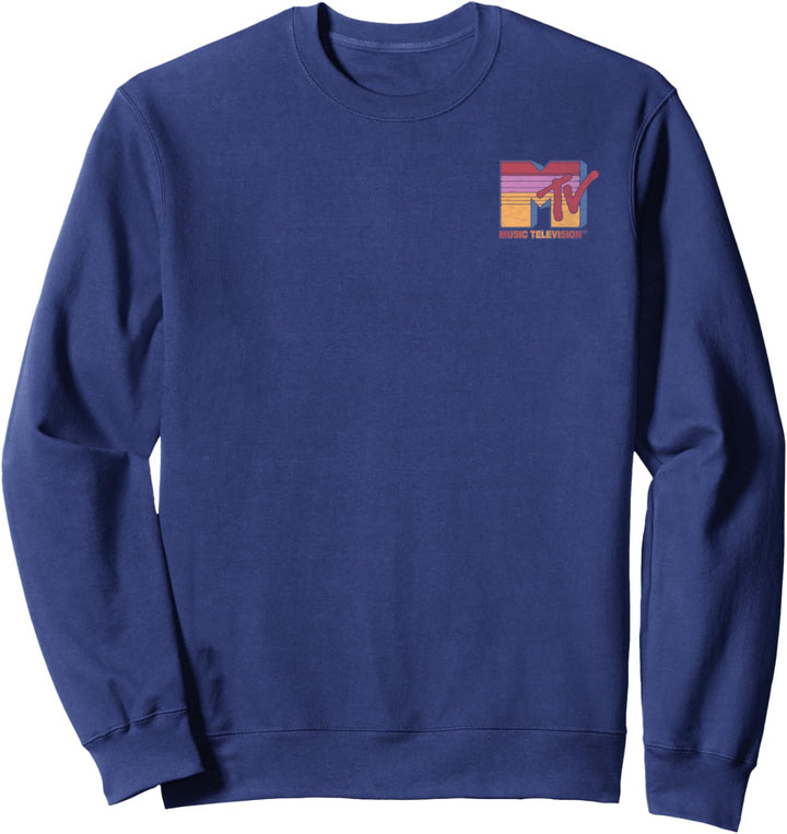 MTV Orange Pink &amp; Red Retro Stripes Logo Sweatshirt