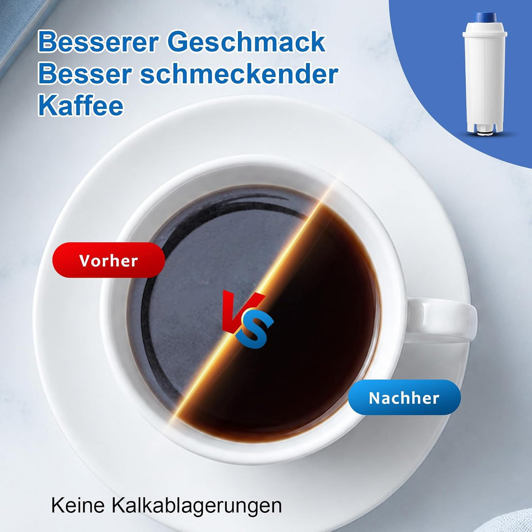 Filswa Kaffee Wasserfilter Set Ersatz für Delonghi Wasserfilter (DLSC002)