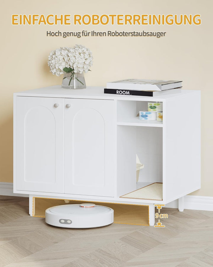 Hzuaneri Katzenschrank, Katzentoilette, Katzenklo Schrank, Katzenhaus mit Tür und separater Trennwan