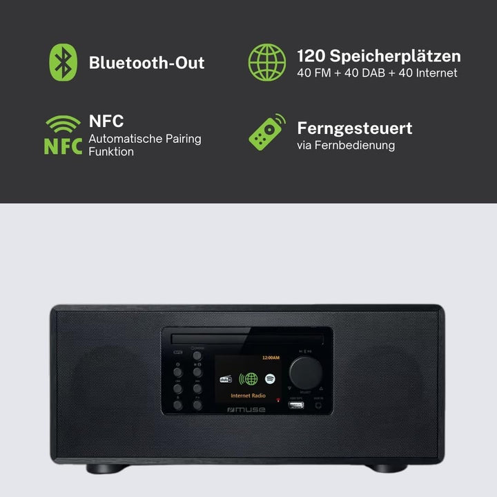 MUSE M-697 IDT Smart Micro System mit DAB+, Internetradio, CD &amp; Bluetooth