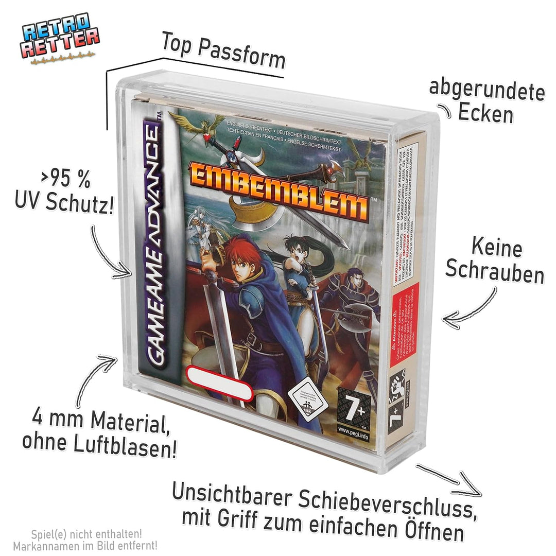 RetroRetter 2x Acryl Case für GameBoy Classic Color Advance Spiel OVP - DMG GBC GBA UV Schutz Protec