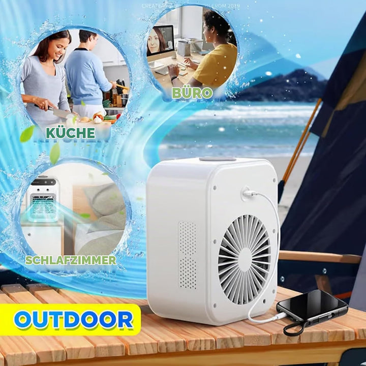 Mobile Klimaanlage, Tragbare Luftkühlgerät, Mini Klimaanlage Akku Portable, 2 Lüftungsstufen &amp; 2 Spr