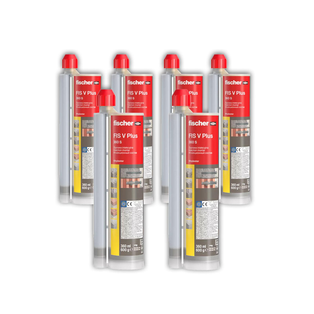 Injektionsmörtel-Set FIS V Plus 360S, 6 Kartuschen à 360 ml, Wetterfester Mörtel für Innen- und Auss