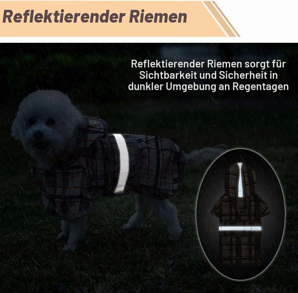 KOOLTAIL Hunderegenmantel mit Kapuze und Loch für die Leine, Hunderegenmantel für kleine mittelgross