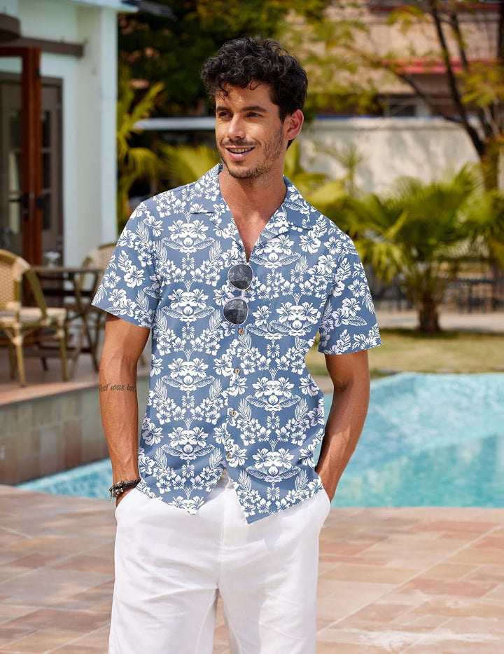 COOFANDY Leinenhemd Herren Hemd Sommer Kurzarm Herrenhemd Freizeit Sommer Hemden Einfarbig Basic Bea